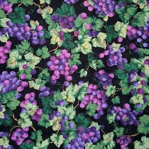 Purple Grapes on Vine by Joan Messmore - Cranston Print Works - 1/2 Yard
